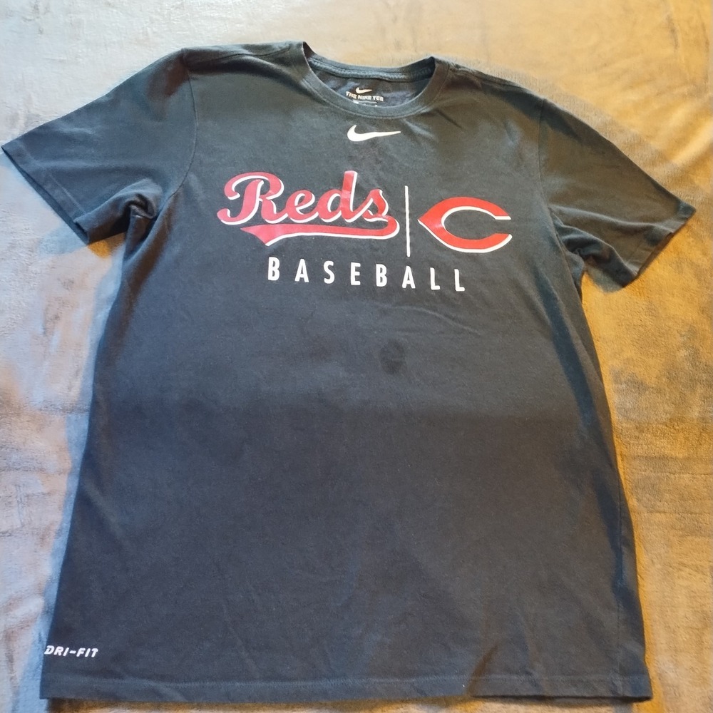 Cincinnati Reds Dri-Fit Mens LG Black MLB Baseball Nike Tee T-Shirt Short Sleeve